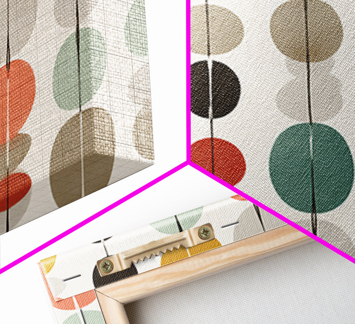 Pastel Circle Garland Pattern Canvas Print, Midcentury Modern Art, Geometric Wall Art, MCM Wall Decor, Retro Home Decor Print