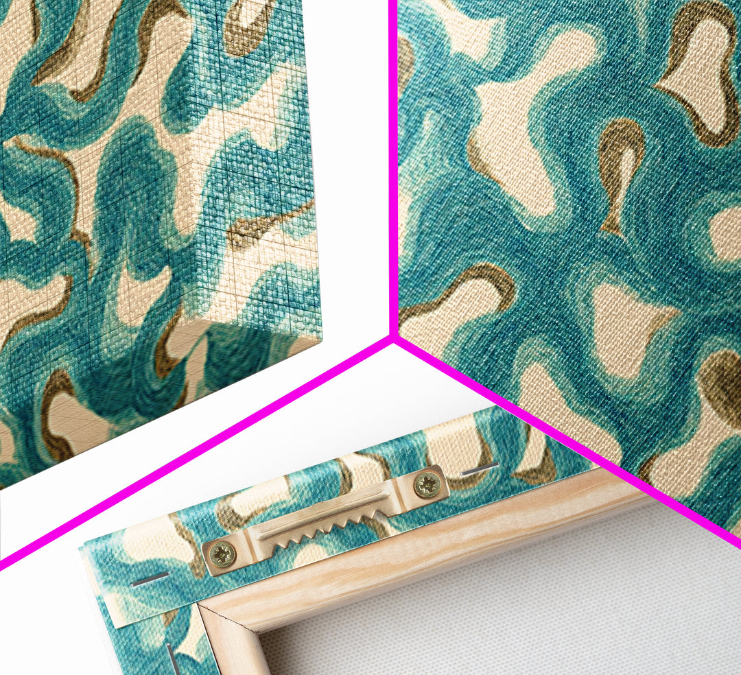 Teal Organic Maze Pattern Wall Art, Abstract Geometric Art Print, Modern Wall Decor, Coastal Boho Home Decor, MCM Artwork