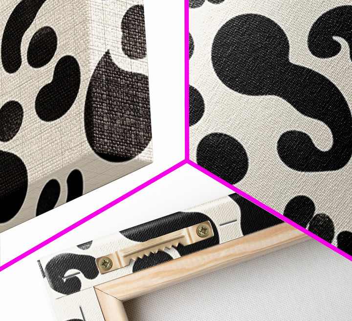 Black Cream Amoeba Shapes Wall Art, Minimalist Abstract Art, Modern Geometric Art Print, Retro Wall Decor, Bold MCM Decor