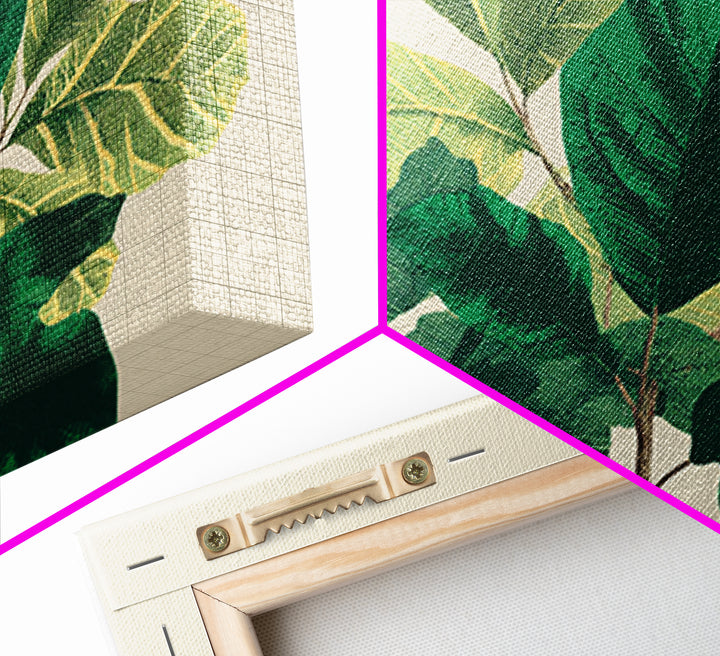 Lush Green Fiddle Leaf Fig Wall Art, Botanical Midcentury Modern Decor, Nature Canvas Print For Living Room Or Office Decor