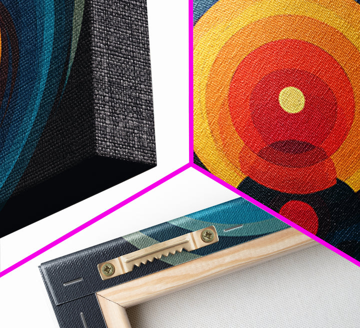 Teal Orange Circular Target Wall Art, Midcentury Modern Geometric Abstract, Bold Modern Decor, Retro Canvas Print For Office