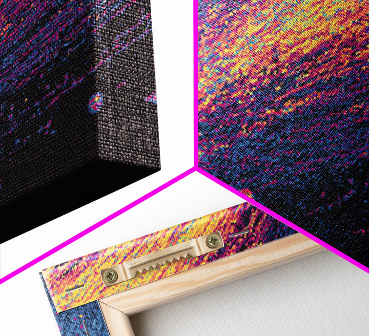 Magenta Gold Comet Trail Across Deep Space Wall Art, Modern Abstract Art Print, Cosmic Retro Poster, Colorful Home Decor