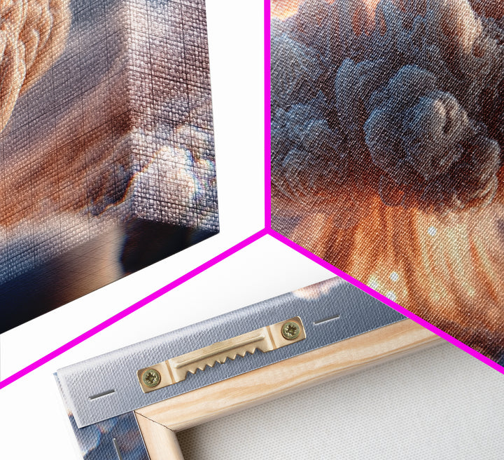 Dreamy Peach Mushroom Cloud Framed Canvas Print, Modern Abstract Art, Surreal Cloudscape, Soft Pastel Bedroom Decor, Gallery Wall Art