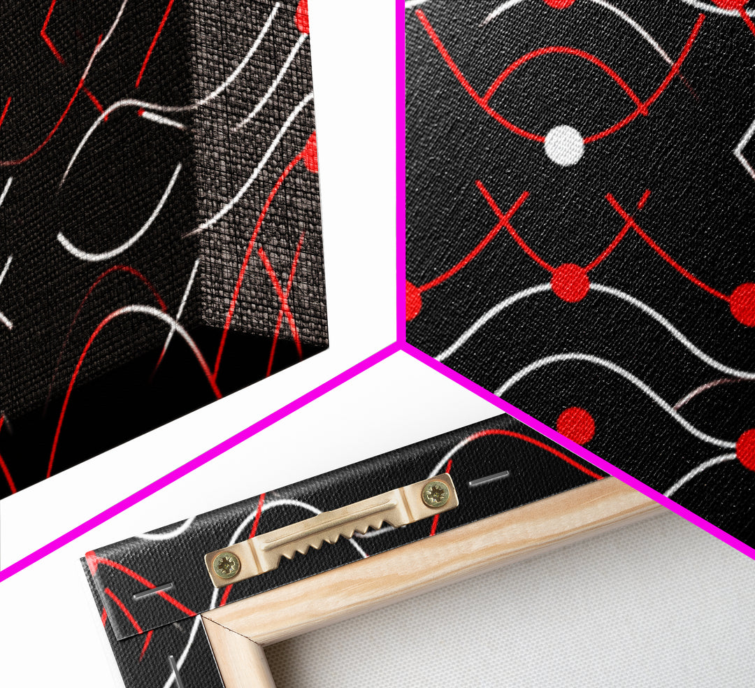 Black Red White Geometric Line Abstract Wall Art, Midcentury Modern Art Print, Bauhaus MCM Decor, Bold Retro Poster, Home Decor
