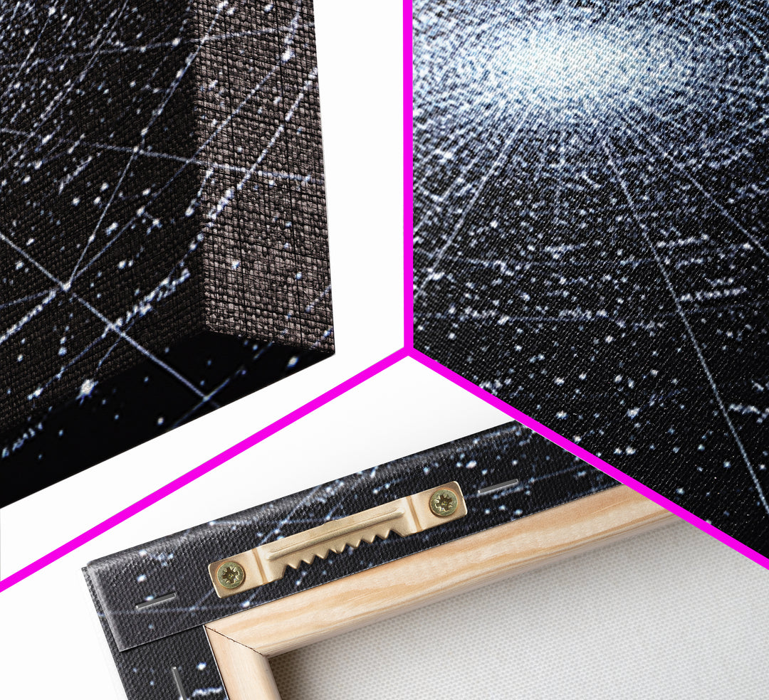 Radiant Galaxy Star Chart Wall Art, Deep Navy Constellation Map, Cosmic Astronomy Poster, Modern Space Decor Print For Bedroom