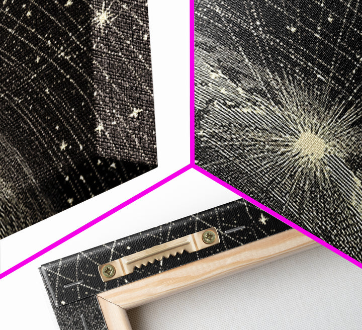 Black And White Earth Sunrise Wall Art, Celestial Space Illustration, Minimalist Art Print, Constellation Poster Decor Gift