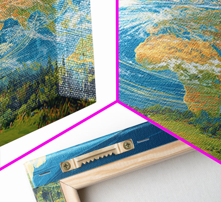 Painterly Earth Orbit Wall Art, Scenic World Landscape Poster, Blue Sky Modern Art Print, Travel Inspired Home Office Decor
