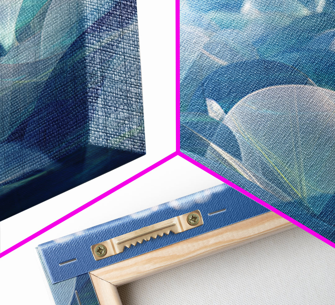 Blue Translucent Dome Landscape Abstract Canvas Print, Modern Wall Art, Cool Minimalist Ocean Ice Blue Bedroom Decor Poster
