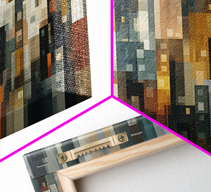 Moody Abstract City Skyline Wall Art, Modern Urban Decor, Geometric Cityscape Print, Home Office Art, Contemporary Poster