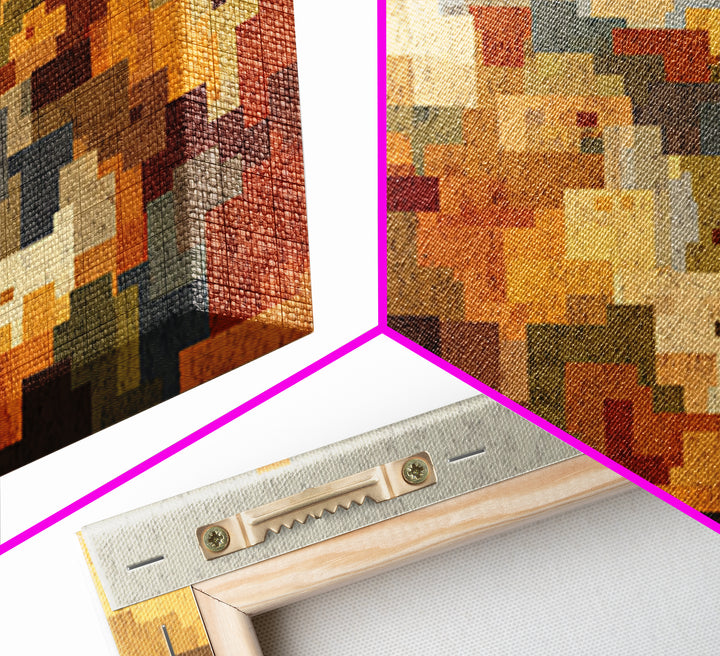 Warm Abstract City Blocks Wall Art, Mid Century Modern Decor, Geometric Urban Landscape Print, Colorful Home Office Poster