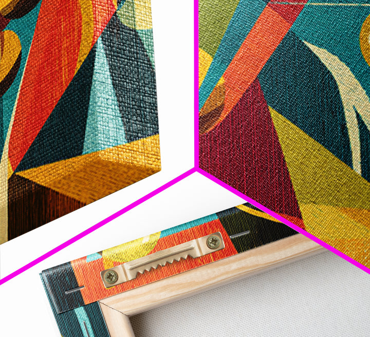 Retro Martini With Olives Canvas Print, Mid Century Modern Bar Cart Wall Art, Cocktail Decor, Colorful Geometric Kitchen Poster