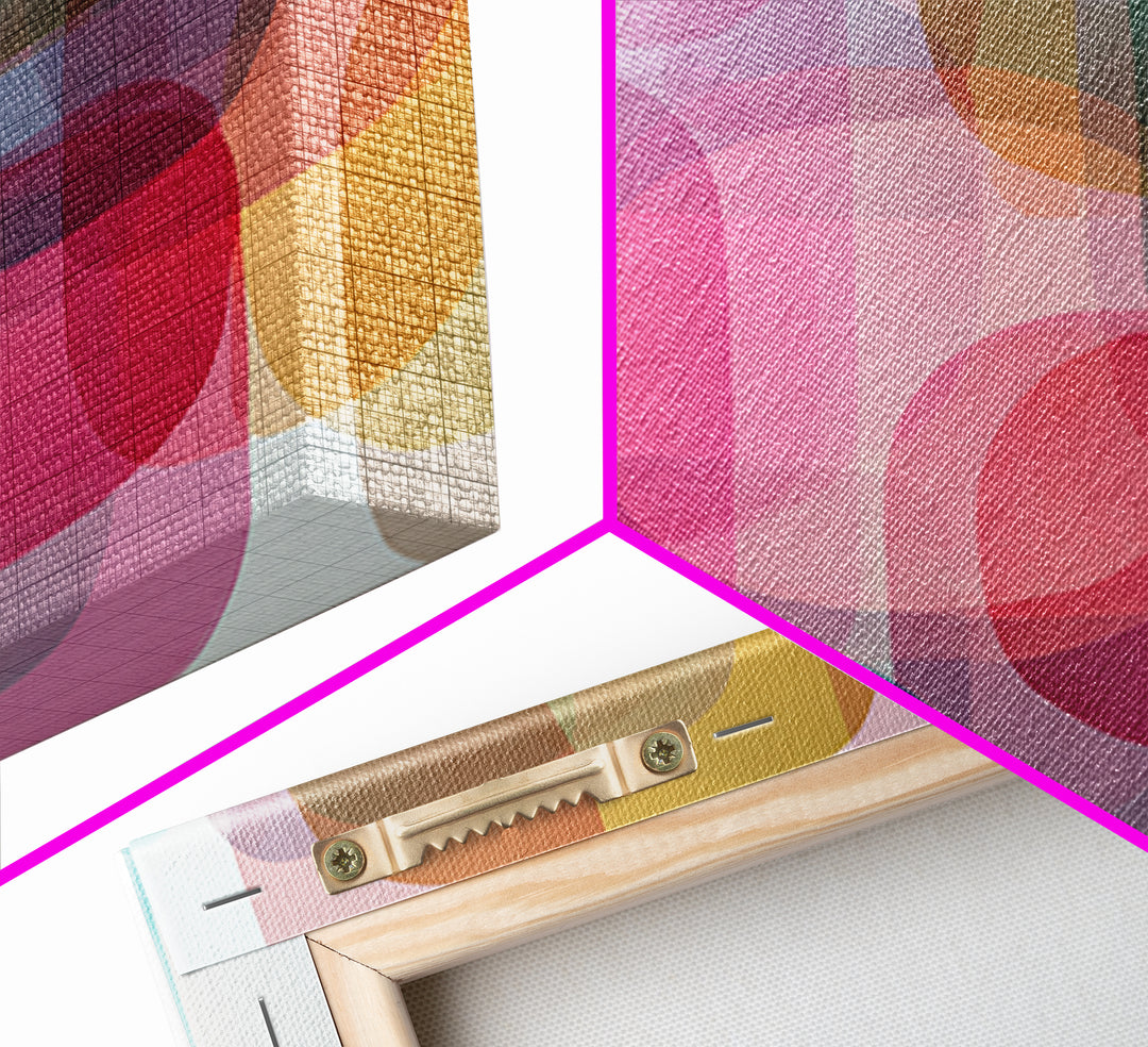 Colorful Translucent Rounded Rectangle Abstract Wall Art, Modern Geometric Art Print, Pink Teal Bauhaus Home Decor Poster