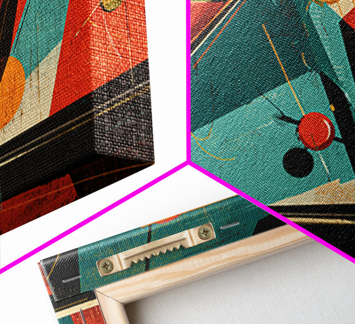 Teal Martini Glasses Abstract, Midcentury Modern Wall Art, Retro Cocktail Bar Poster, Colorful Geometric MCM Decor Print Gift