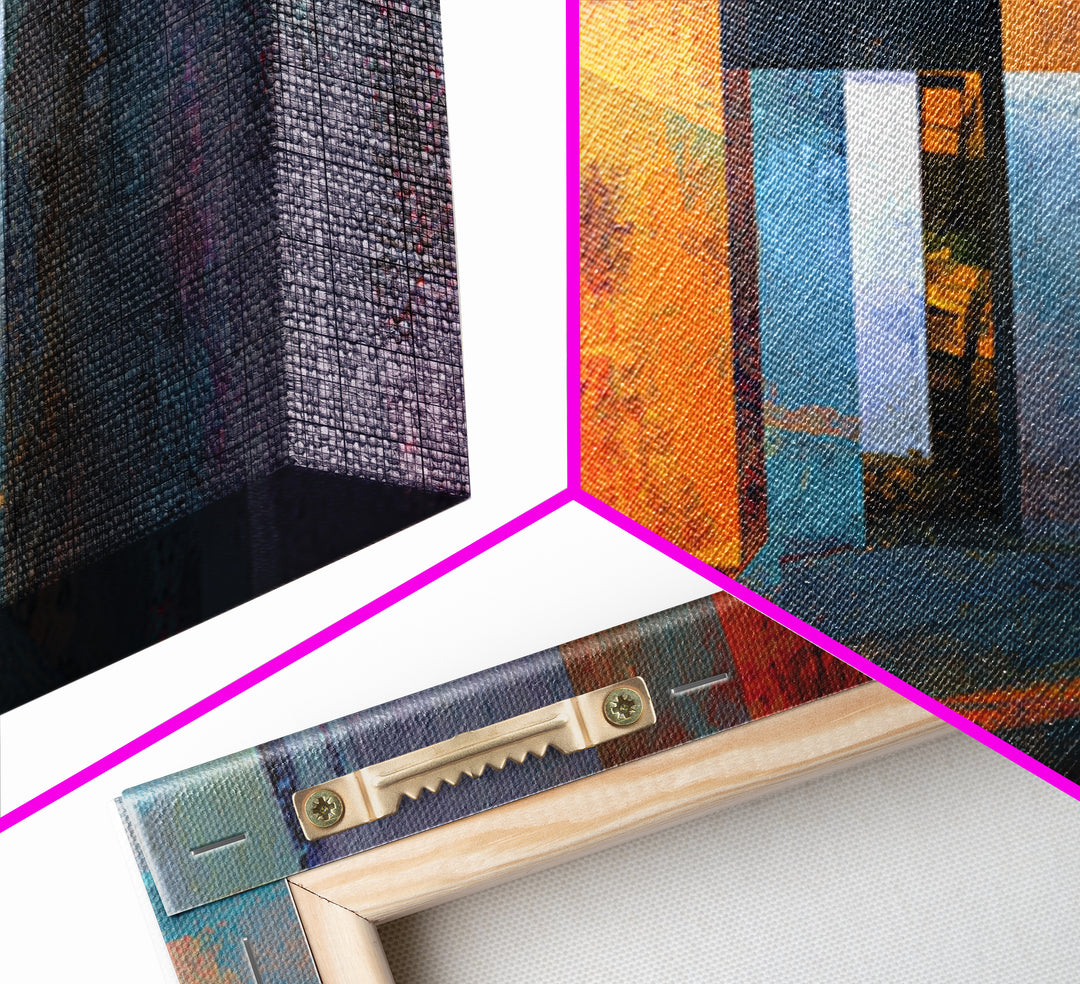 Orange Teal Abstract Doorway Wall Art, Midcentury Modern Art, Geometric Wall Decor, Modern Abstract Art, Living Room Decor
