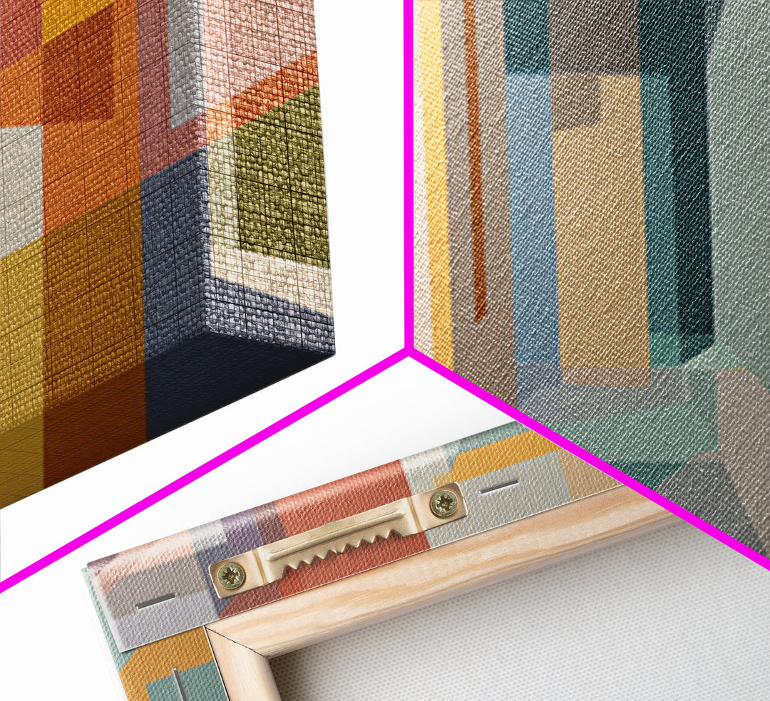 Pastel Abstract Hallway Canvas Print, Midcentury Modern, Geometric Poster, Modern Wall Decor, Minimalist Decor, Home Office Art