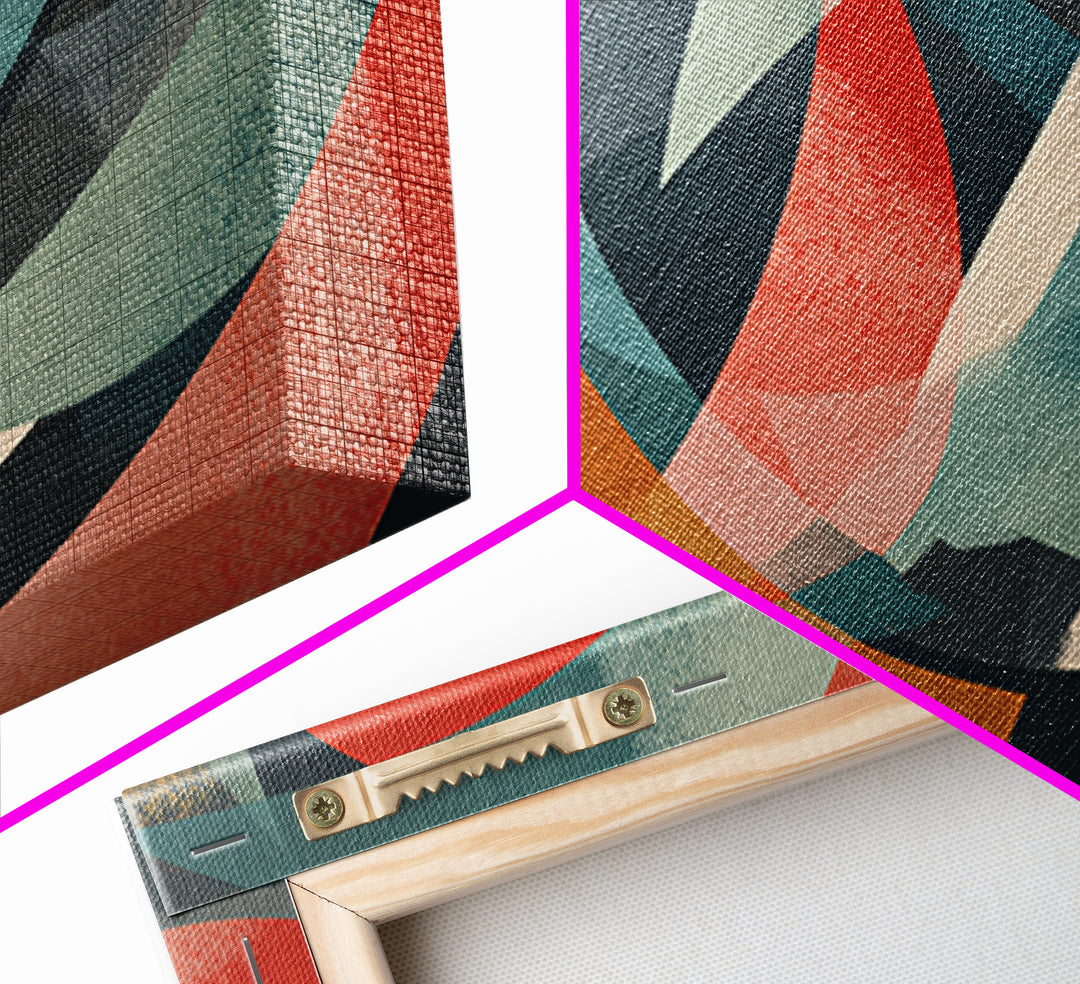 Dynamic Red Teal Abstract Canvas Print, Midcentury Abstract, Geometric Wall Art, Modern Art Print, Bold MCM Wall Decor, Statement Piece