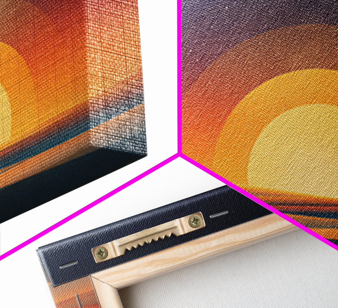 Orange Desert Sun Wall Art, Retro Modern Poster, Minimalist Landscape Print, Midcentury Decor, Warm Abstract Wall Decor Art