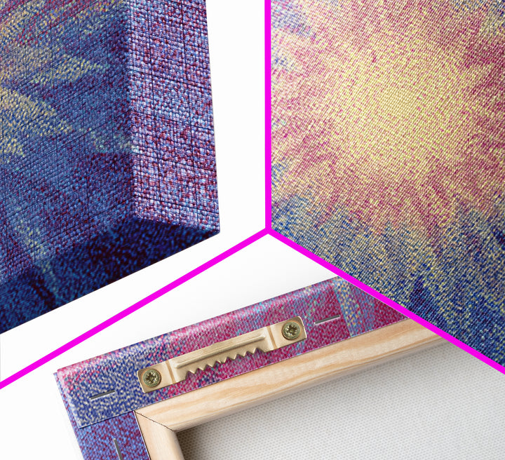 Pink And Blue Radiant Starburst Wall Art, Midcentury Modern Abstract Sun Print, Psychedelic Pointillism Decor Poster For Bedroom