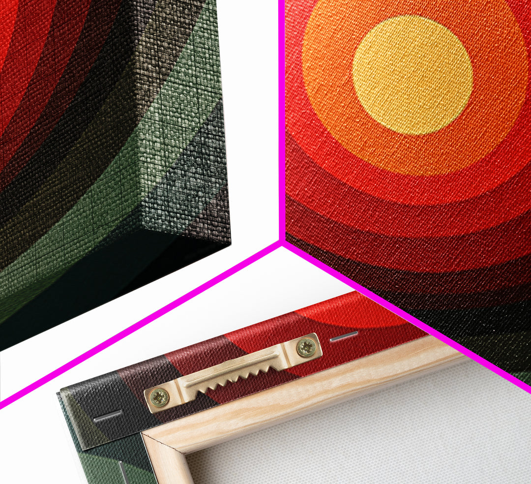 Hard Edge Red Orange Target Canvas Print, Midcentury Modern Wall Art, Retro Geometric Poster For Office Home Decor MCM Style