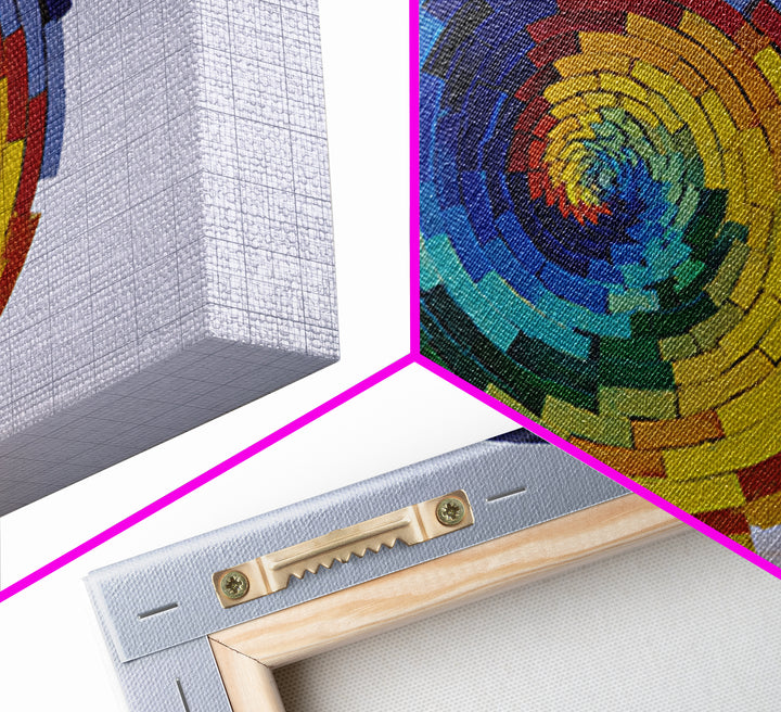 Rainbow Spiral Modern Sculpture Canvas Print, Midcentury Modern Geometric Wall Art, Colorful MCM Statement Piece Decor Gift