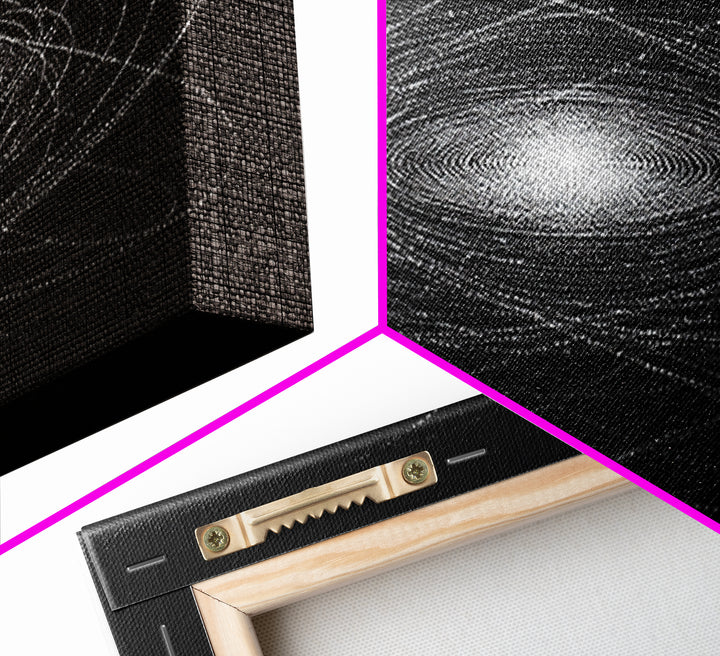 White Dotted Orbital Galaxy Wall Art, Cosmic Abstract Art Print, Modern Space Poster, Sci Fi Wall Decor, Black Minimalist Decor
