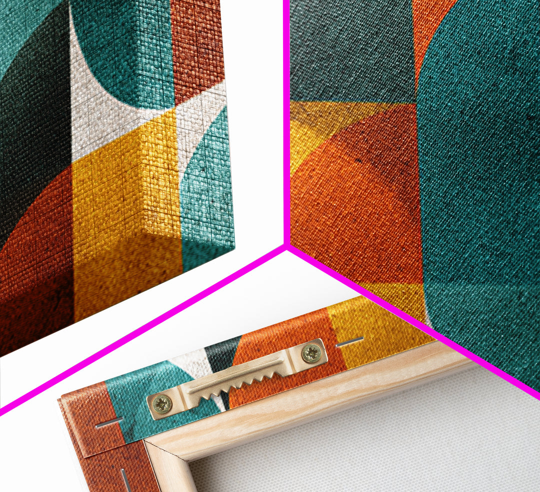 Teal Orange Mustard Geometric Arches Wall Art, Midcentury Modern Art Print, Retro MCM Decor, Abstract Living Room Poster