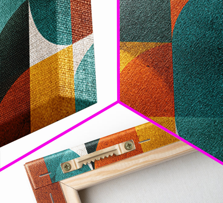 Teal Orange Mustard Geometric Arches Wall Art, Midcentury Modern Art Print, Retro MCM Decor, Abstract Living Room Poster