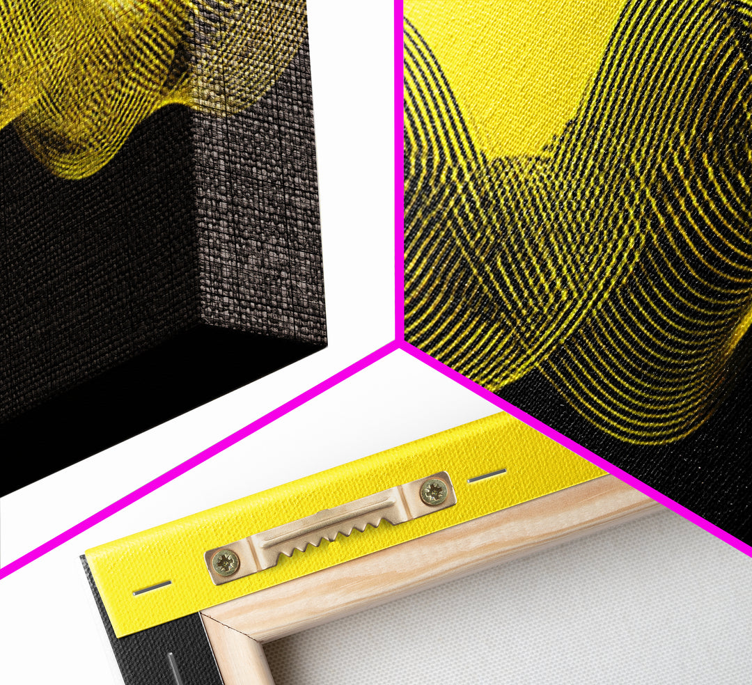 Yellow Black Waveform Wall Art, Minimalist Abstract Canvas Print, Modern Geometric Art, Office Decor, Statement Wall Decor