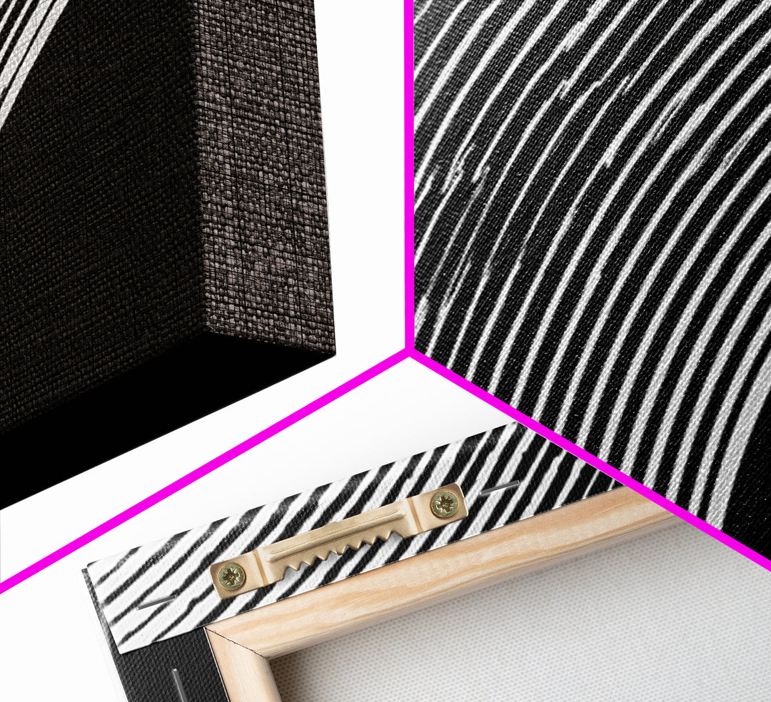 Black And White Concentric Arc Lines Wall Art, Minimalist Abstract Print, Modern Geometric Decor, Office Wall Decor, MCM Home Decor