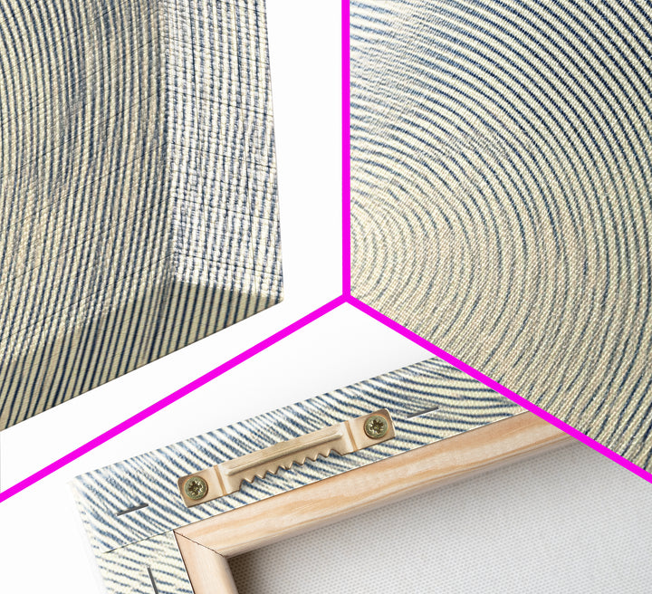 Ivory Blue Fingerprint Spiral Lines Canvas Print, Minimalist Abstract Art, Modern Geometric Wall Decor, Neutral Office Art