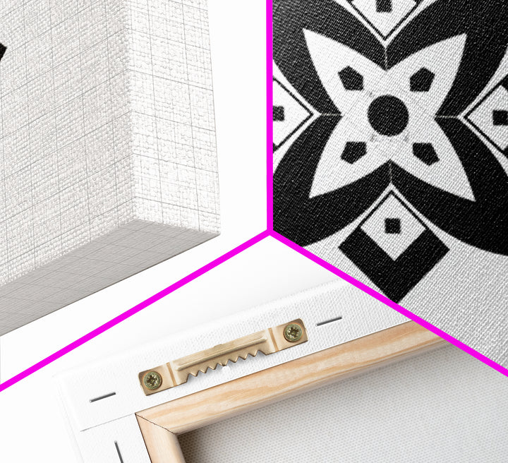 Black And White Geometric Flower Wall Art, Minimalist Art Print, Midcentury Modern Abstract Poster, Symmetrical Decor, Office Decor