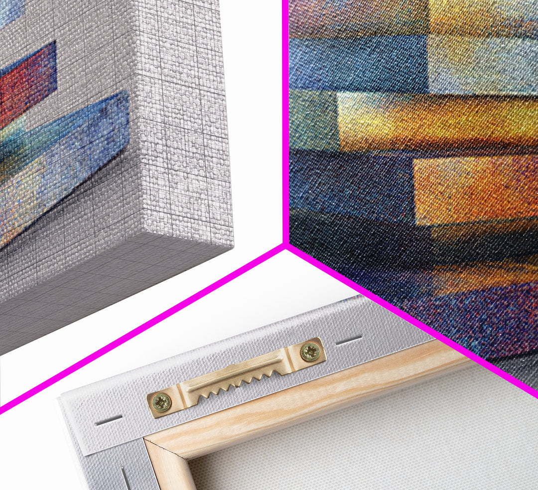 Stacked Iridescent Geometric Sculpture Canvas Print, Modern Abstract Art, Midcentury Decor, Colorful MCM Statement Piece