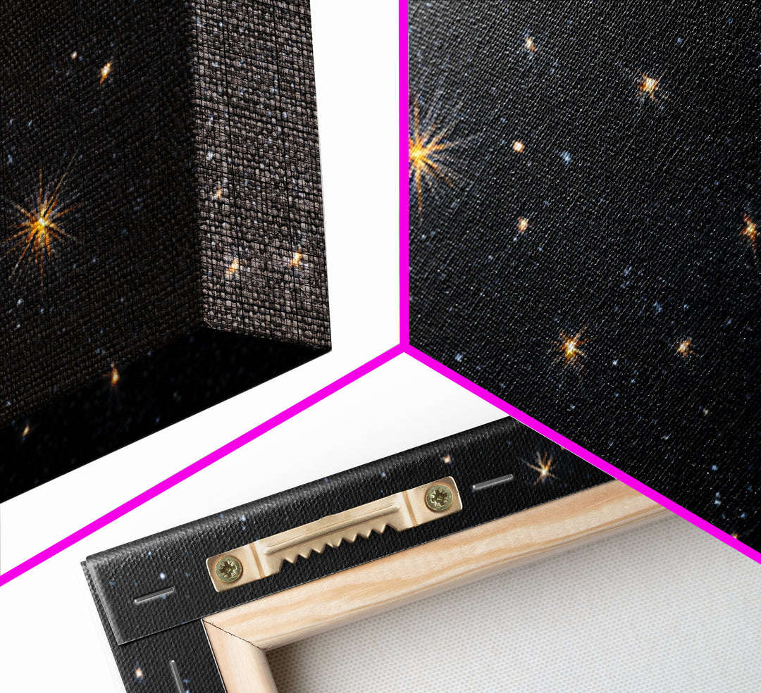 Black Night Sky With Golden Starbursts Wall Art, Cosmic Retro Art Print, Space Abstract Art, Modern Wall Decor, Bedroom Art Prints