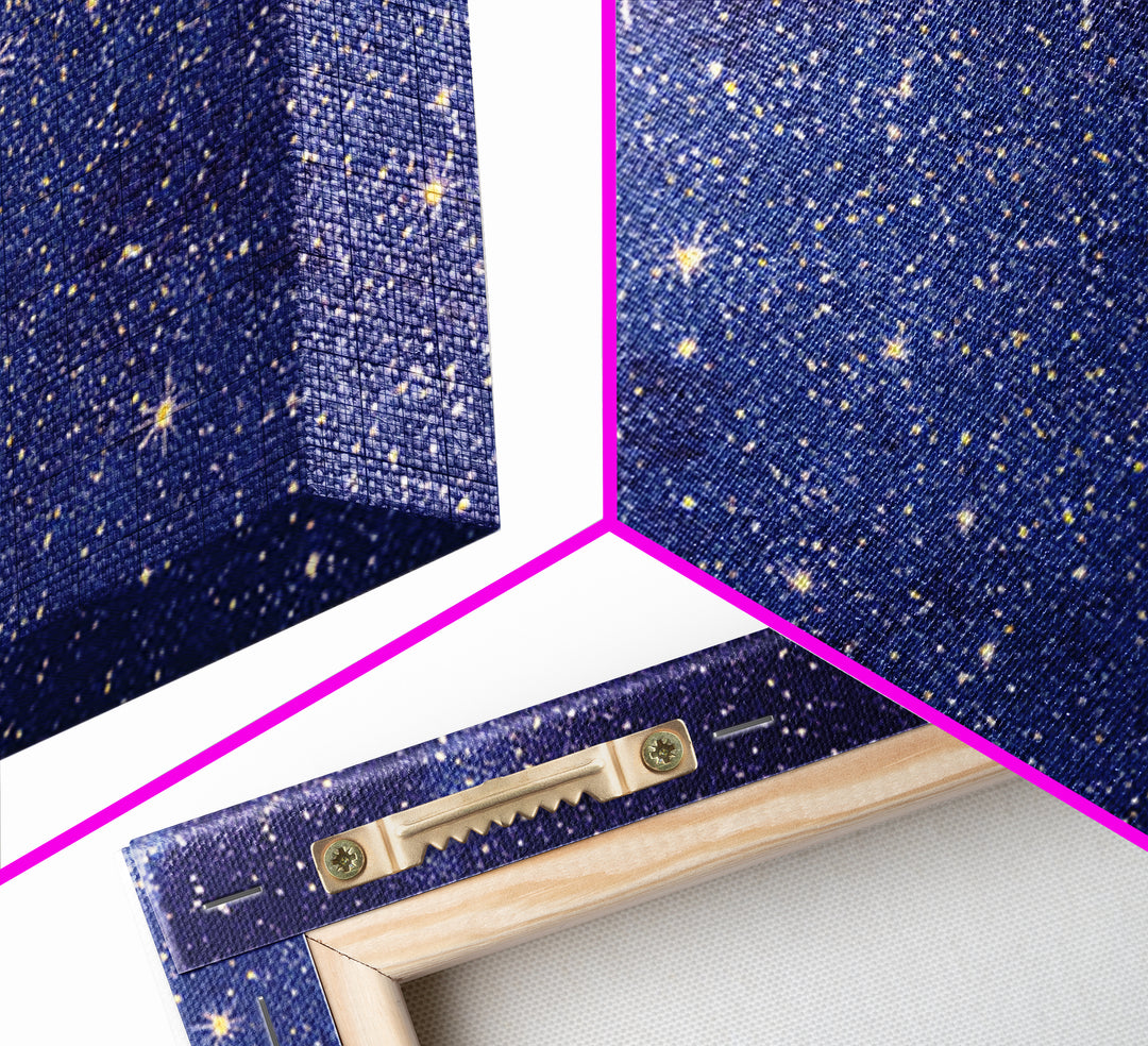 Blue Purple Galaxy Star Field Canvas Print, Celestial Space Abstract Art, Modern Wall Art, Cosmic Retro Bedroom Decor Gift