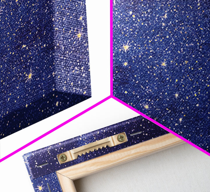 Blue Purple Galaxy Star Field Canvas Print, Celestial Space Abstract Art, Modern Wall Art, Cosmic Retro Bedroom Decor Gift