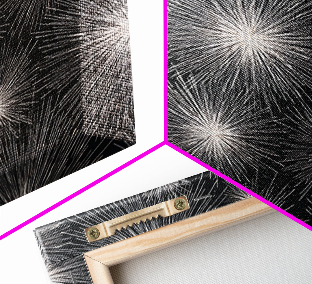 Black White Firework Starbursts Wall Art, Minimalist Canvas Print, Geometric Wall Art, Modern Abstract Art, Bold Decor Poster