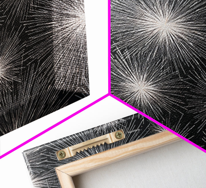 Black White Firework Starbursts Wall Art, Minimalist Canvas Print, Geometric Wall Art, Modern Abstract Art, Bold Decor Poster