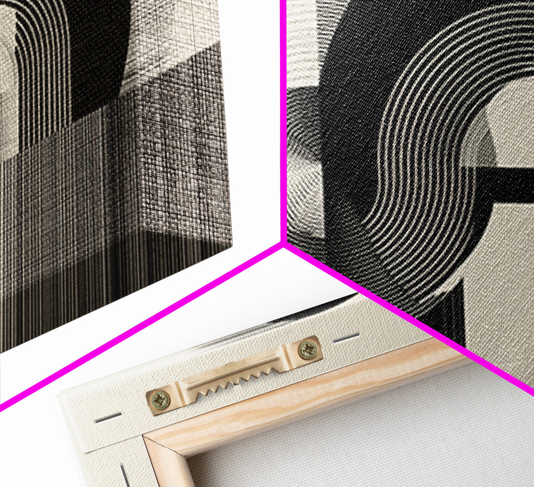 Black Cream Optical Arch Wall Art, Midcentury Modern Abstract Art Print, Bauhaus Geometric Wall Decor, Office Decor, Modern Home Decor