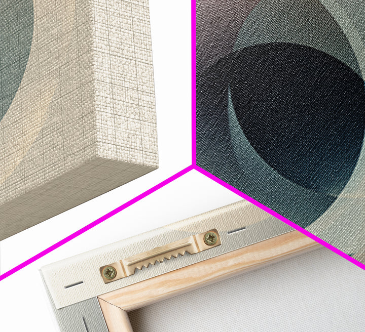 Neutral Overlapping Circle Framed Canvas Print, Minimalist Abstract Wall Decor, Modern Geometric Art, Beige Black Home Poster