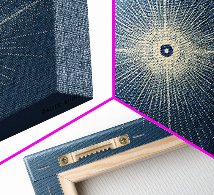 Blue Cream Dotted Atomic Starburst Wall Art, Midcentury Modern Art Print, Geometric Abstract Decor, Retro MCM Poster, Home Decor