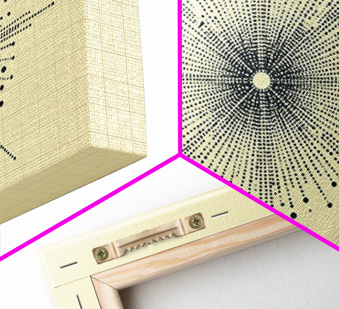 Navy Cream Dotted Starburst Wall Art, Midcentury Modern Art Print, Atomic Geometric Abstract Decor, Retro MCM Poster, Home Decor