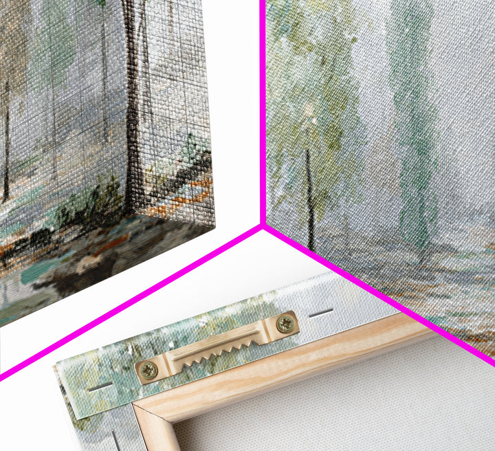 Misty Forest Path Framed Canvas Print, Meditation Art, Art Deco, Living Room Decor, Fine Art, Stillness, Digital Download Art, MED-2x1-33