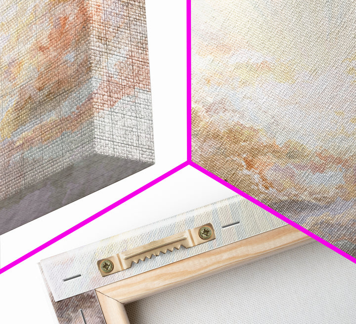 Angelic Light Rays Through Abstract Clouds Canvas Print, Meditation Art, Yoga Wall Art, Living Room Decor, Fine Art, Stillness, MED-3x2-98