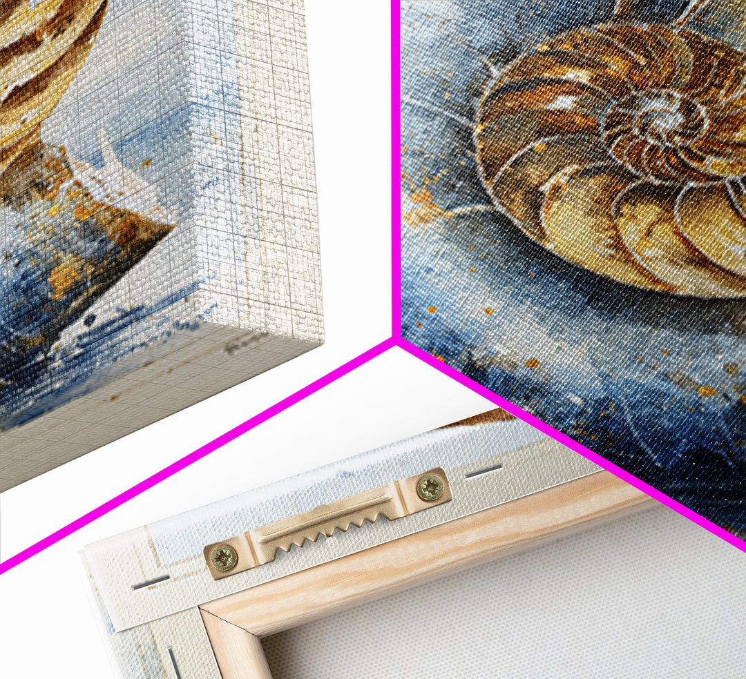 Nautilus Shell Study Canvas Print, Marine Life Art, Beach House Decor, Living Room Decor, Fine Art, Marine, Tropical Wall Art, MLA-1x1-35