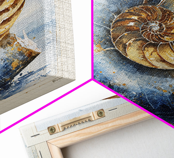 Nautilus Shell Study Canvas Print, Marine Life Art, Beach House Decor, Living Room Decor, Fine Art, Marine, Tropical Wall Art, MLA-1x1-35