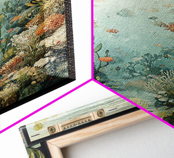 Coral Reef Panorama Canvas Print, Marine Life Art, Handmade Art, Living Room Decor, Fine Art, Marine, Textured Painting, MLA-1x1-81