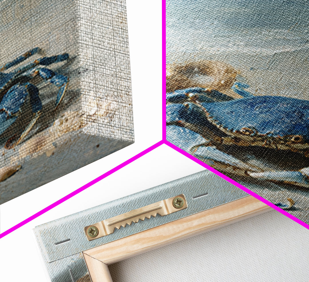 Blue Crab with Painterly Shell Texture Canvas Print, Marine Life Art, Modern, Living Room Decor, Oil Painting, Marine, MLA-1x1-82