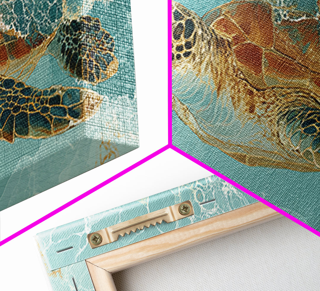 Sea Turtle Gliding Through Clear Blue Water Canvas Print, Marine Life Art, Minimalist Decor, Living Room Decor, Marine, MLA-2x1-93