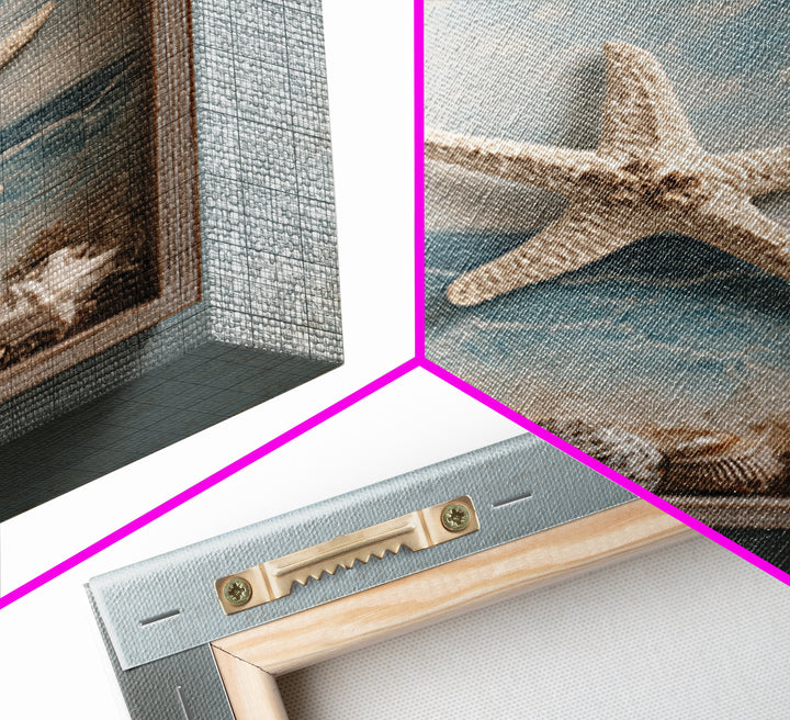 Starfish and Shells Natural Specimen Layout Canvas Print, Marine Life Art, Fine Art Print, Living Room Decor, Fine Art, Marine, MLA-2x3-45