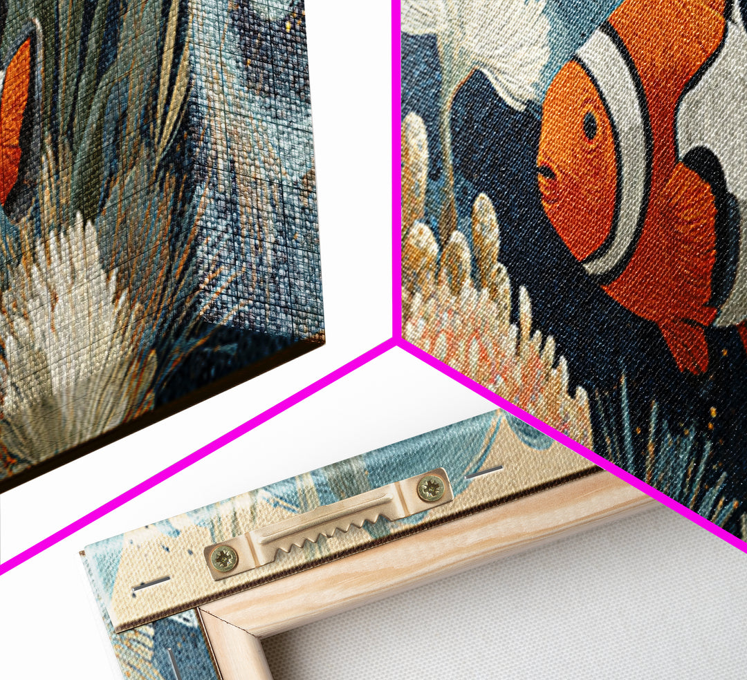 Clownfish Around Anemone Tentacles Canvas Print, Marine Life Art, Marine Life, Living Room Decor, Fine Art, Marine, Art Print, MLA-3x1-36